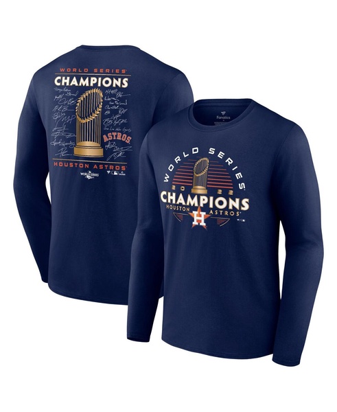 Men's Navy Houston Astros 2022 World Series Champions Signature Roster Long Sleeve T-shirt