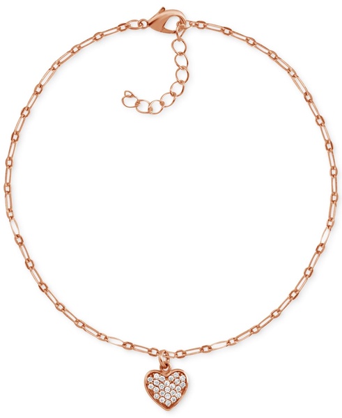 Crystal Heart Anklet in Rose Gold-Plate