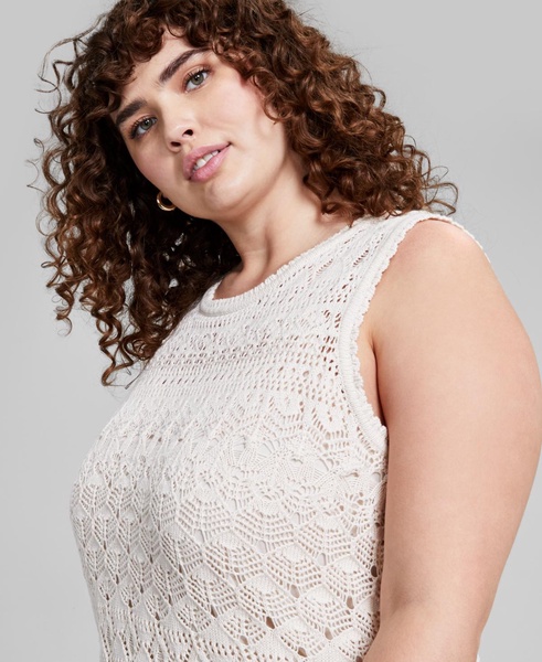 Trendy Plus Size Crochet Sleeveless Top, Created for Macy's