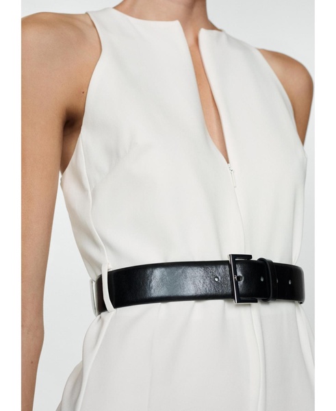 Women's Zipper Detail Belted Jumpsuit