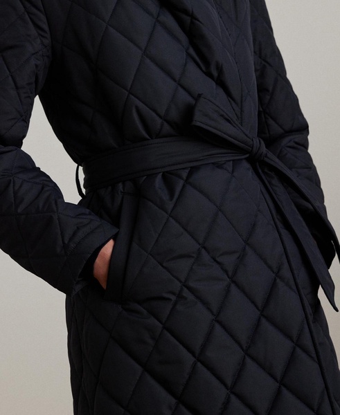 Women's Asymmetric Belted Quilted Coat