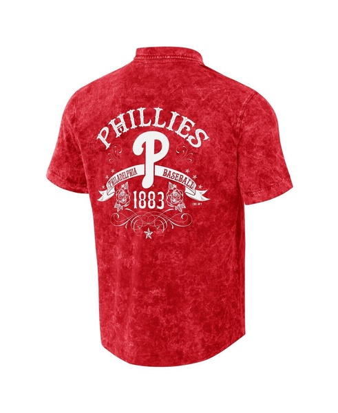 Men's Darius Rucker Collection by Red Distressed Philadelphia Phillies Denim Team Color Button-Up Shirt