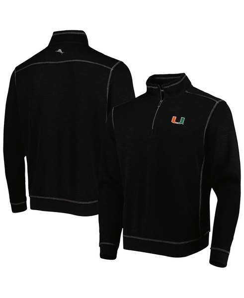 Men's Black Miami Hurricanes Sport Tobago Bay Tri-Blend Mock Neck Half-Zip Jacket