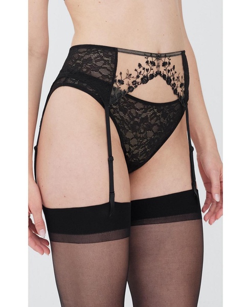 Women's Paradise Embroidered Floral Lace Garter Belt