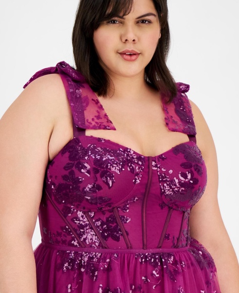 Plus Size Sequin Tulle Corset Gown, Created for Macy's