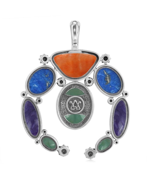 Sterling Silver Multi Color Gemstone Naja Pendant Enhancer