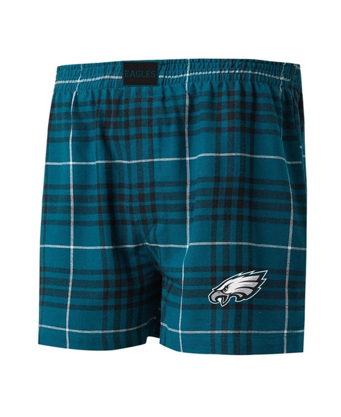 Men's Green, Black Philadelphia Eagles Concord Flannel Boxers