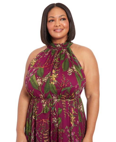 Plus Size Halter-Neck Printed Jumpsuit