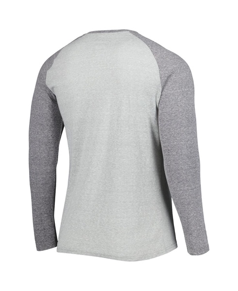 Men's Heather Gray Los Angeles Chargers Ledger Raglan Long Sleeve Henley T-shirt