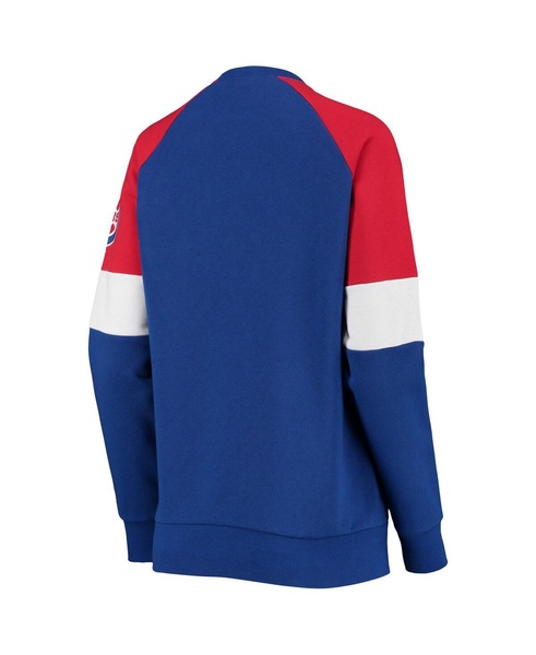 Women's Royal and Red Chicago Cubs Playmaker Raglan Pullover Sweatshirt