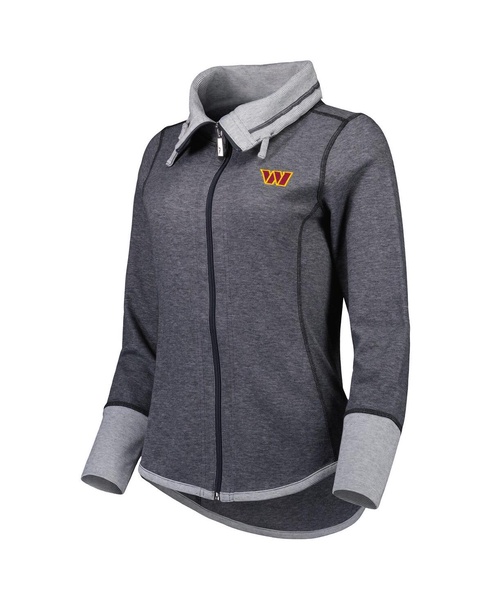 Women's Heathered Black Washington Commanders Sport Sun Fade Full-Zip Sweatshirt