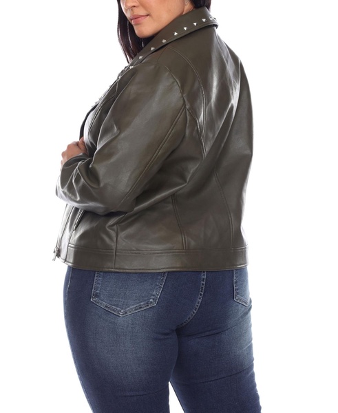 Plus Size Faux Leather Jacket