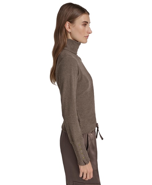 Women's Metallic Ribbed Turtleneck Top