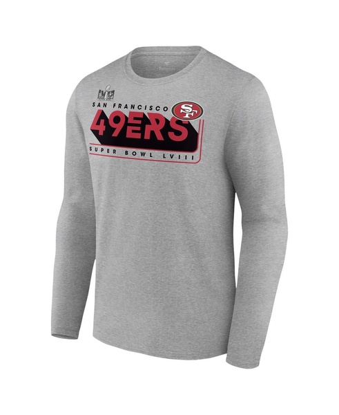 Men's Heather Gray San Francisco 49ers Super Bowl LVIII Two-Side Roster Big and Tall Long Sleeve T-shirt