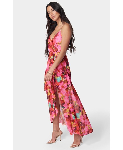 Women's Printed Ruffle Wrap Dress