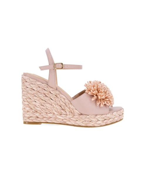 Women's Erika Raffia Flower Wedge Sandals