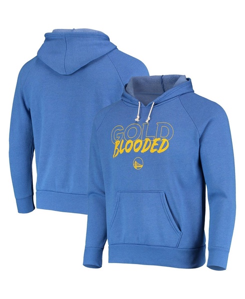 Men's Threads Heathered Royal Golden State Warriors Mantra Tri-Blend V-Neck Raglan Pullover Hoodie