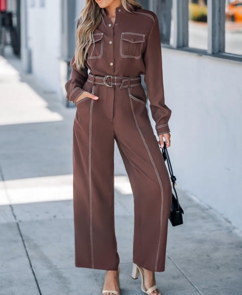 Women's Elegant Belted Utility Jumpsuit