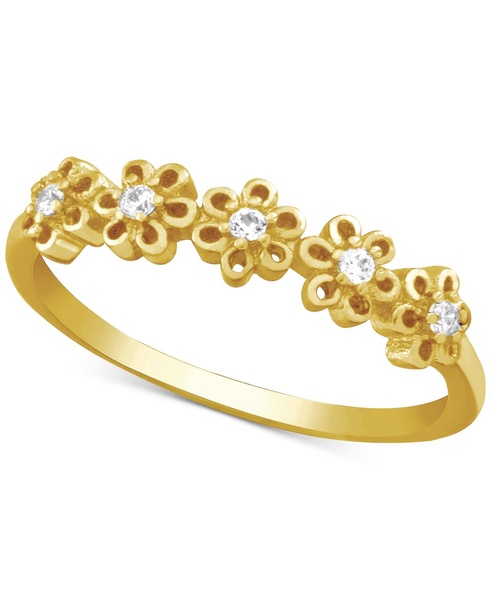 Cubic Zirconia Flower Ring in Gold-Plate