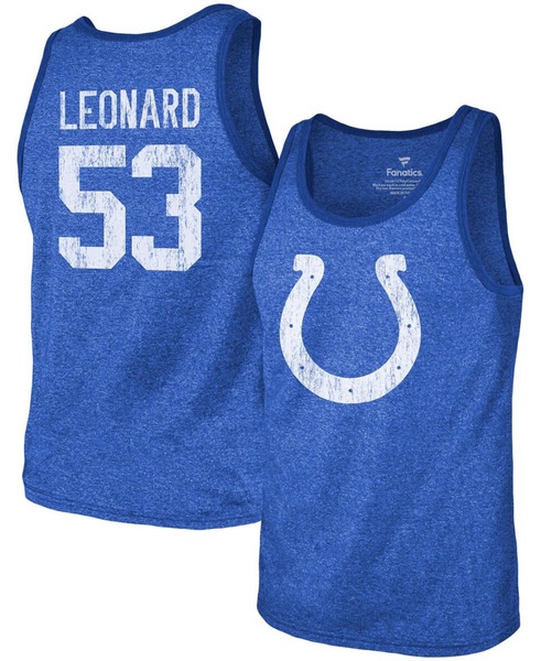 Men's Darius Leonard Royal Indianapolis Colts Name Number Tri-Blend Tank Top