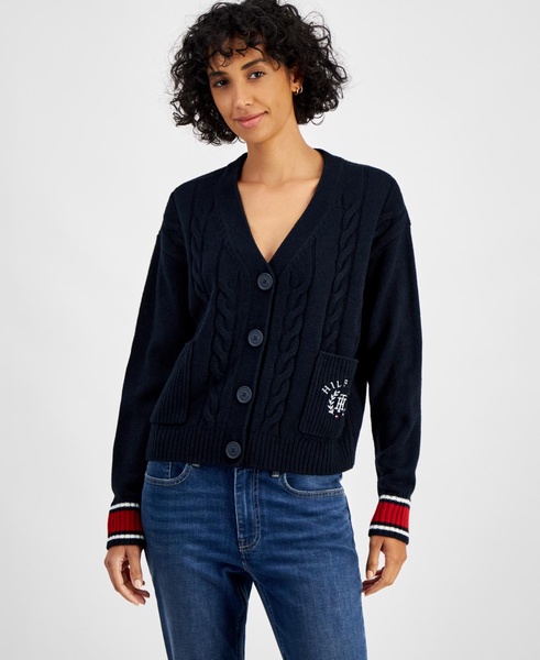 Women's Cable Knit Front Button Cardigan