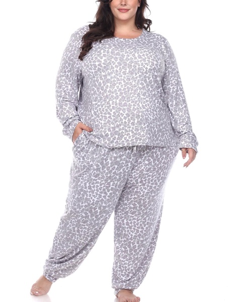 Plus Size Leopard Lounge Set, 2-Piece