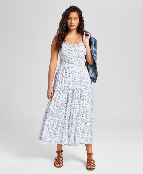 Petite Smocked Tiered Midi Dress, Exclusively at Macy's 