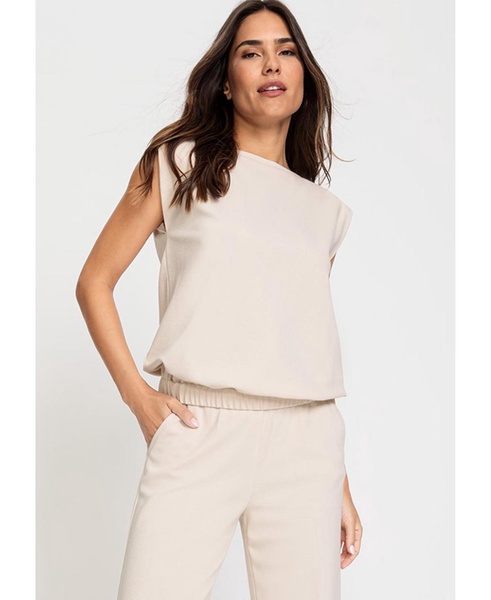 Cap Sleeve Boat Neck Stretch Top