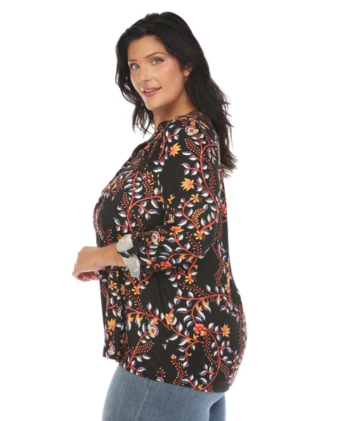 Plus Size Paisley Button Front Tunic Top