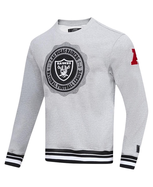 Men's Heather Gray Las Vegas Raiders Crest Emblem Pullover Sweatshirt