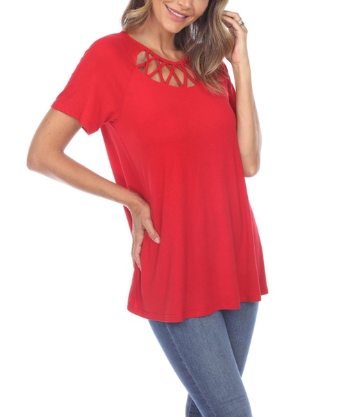 Women's Crisscross Cutout Short Sleeve Top