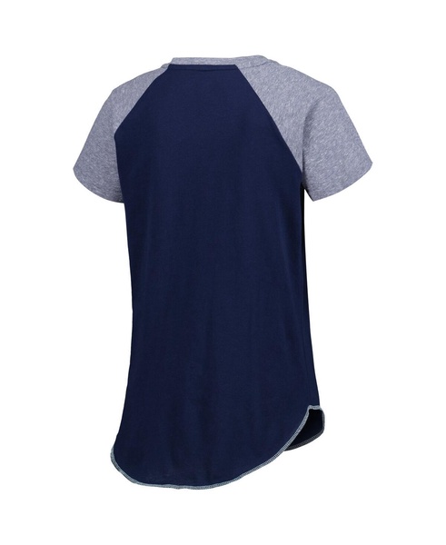 Women's Deep Sea Blue Seattle Kraken Grand Slam Raglan Notch Neck T-shirt