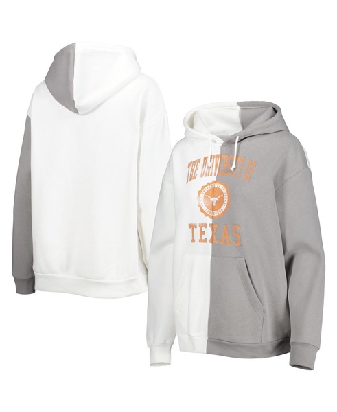 Women's Gray, White Texas Longhorns Split Pullover Hoodie