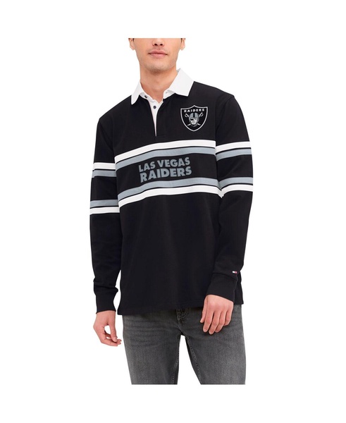 Men's Black Las Vegas Raiders Cory Varsity Rugby Long Sleeve T-shirt