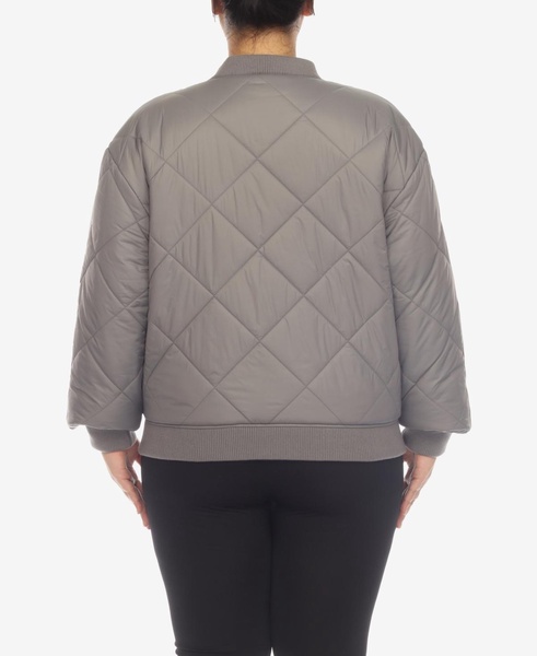 Plus Size Diamond Quilted Puffer Bomber Jacket