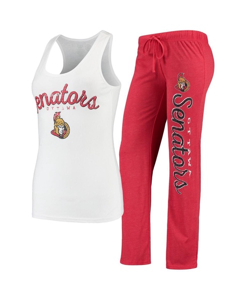 Women's Red,White Ottawa Senators Topic Tank Top & Pants Sleep Set