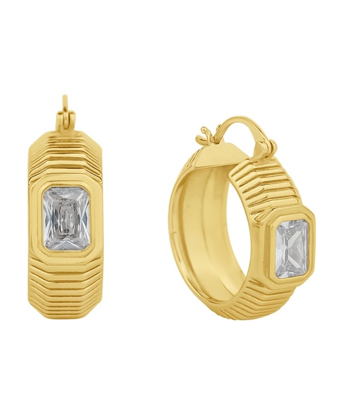 Cubic Zirconia Emerald Cut Hoop Earring