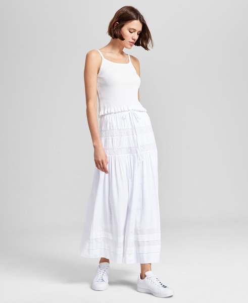 Women's Tie-Waist Lace-Inset Maxi Skirt, Created for Macy's  