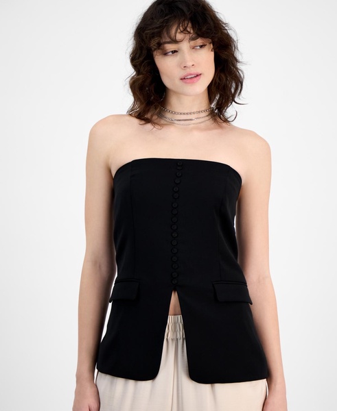 Women's Strapless Button-Front Corset Vest Top, Exclusively at Macy's