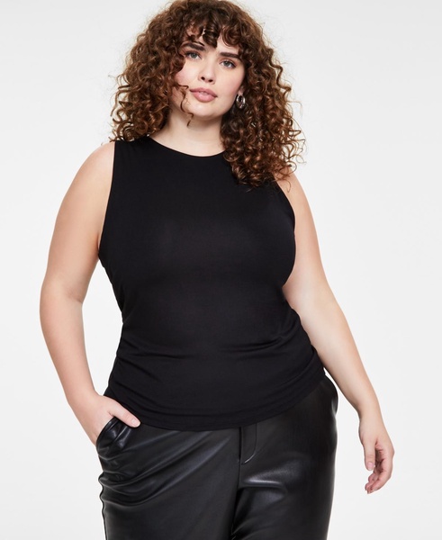 Trendy Plus Size Sleeveless Jersey Crewneck Top, Created for Macy's