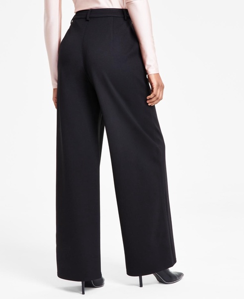 Women's High-Leg Wide-Leg Seamed Ponte Pants, Created for Macy's 