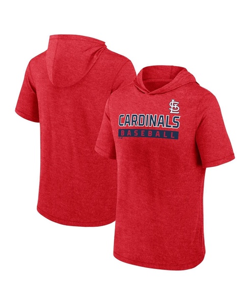 Men's Heather Red St. Louis Cardinals Push Short Sleeve Pullover Hoodie