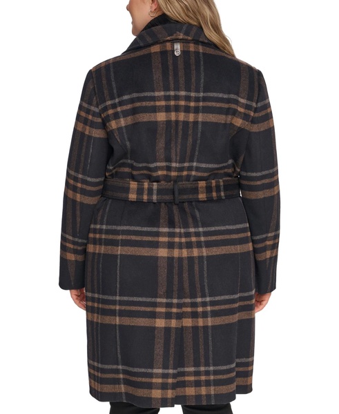 Womens Plus Size Belted Asymmetric Wrap Coat, Created for Macys