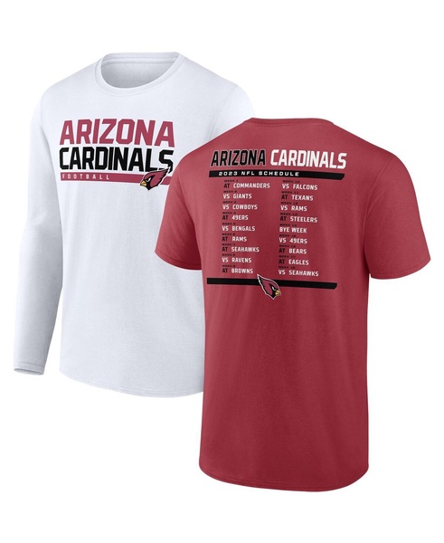 Men's Cardinal/White Arizona Cardinals Two-Pack 2023 Schedule T-Shirt Combo Set