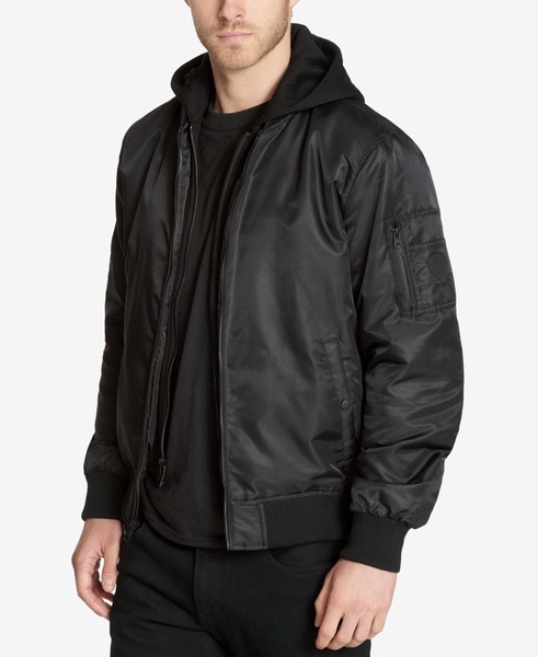 Men's Bomber Jacket with Removable Hooded Inset