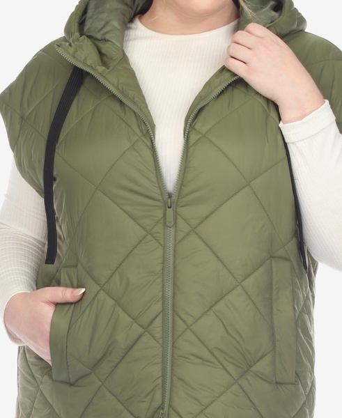 Plus Size Diamond Quilted Hooded Puffer Vest