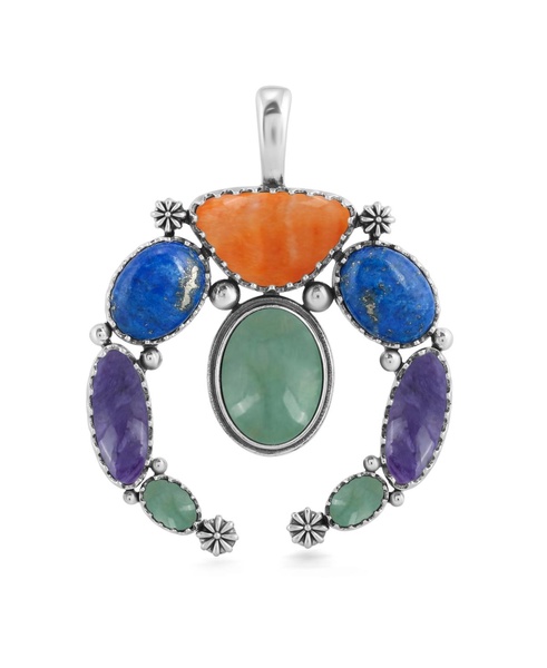 Sterling Silver Multi Color Gemstone Naja Pendant Enhancer