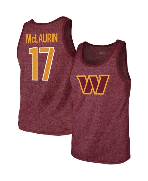 Men's Threads Terry McLaurin Heathered Burgundy Washington Commanders Player Name & Number Tank Top