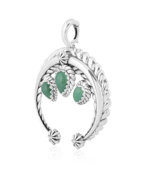 Sterling Silver and Pear Cut Green Turquoise Gemstone Rope Naja Pendant Enhancer