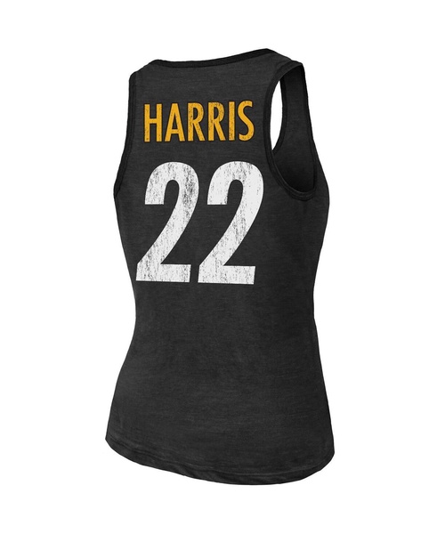 Women's Threads Najee Harris Black Pittsburgh Steelers Player Name and Number Tri-Blend Tank Top